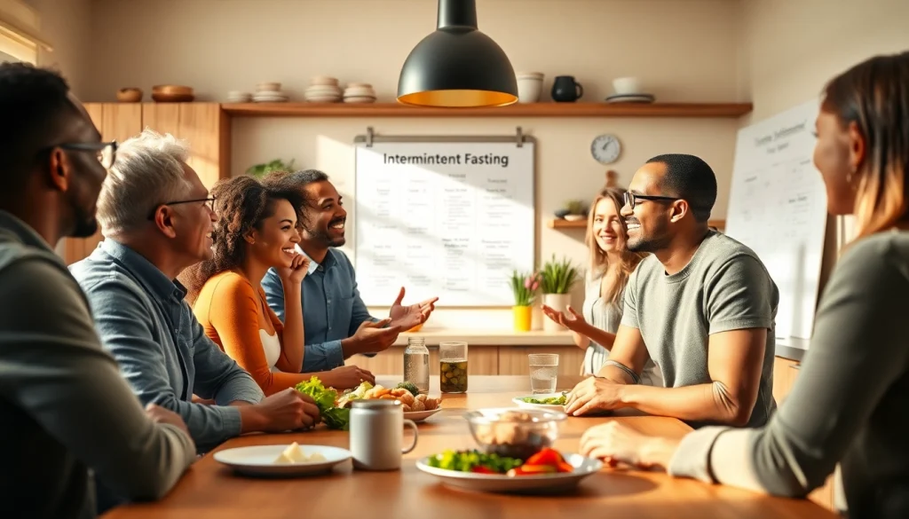 Nutritionist explaining intermittent fasting concepts to a group in a friendly setting.