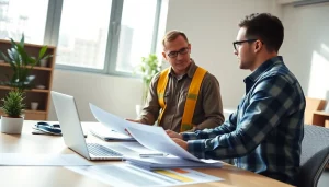 Completing DAS 140 forms for apprenticeship requirements in a contractor's office.