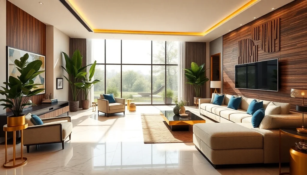 Stunning interior design dubai showcasing modern luxury living room with natural light.