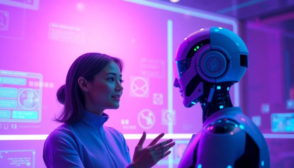 AI sex environment showcasing a digital companion interface with vibrant colors and intimate dialogue.