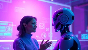 AI sex environment showcasing a digital companion interface with vibrant colors and intimate dialogue.