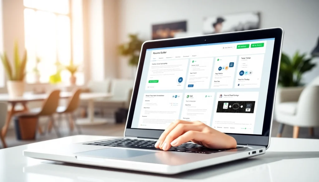 Create a standout resume using the innovative Resume Builder available on a sleek laptop.