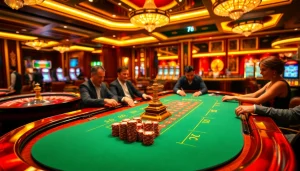 Experience the thrill of betting at 78win with a luxurious poker table and roulette wheel.