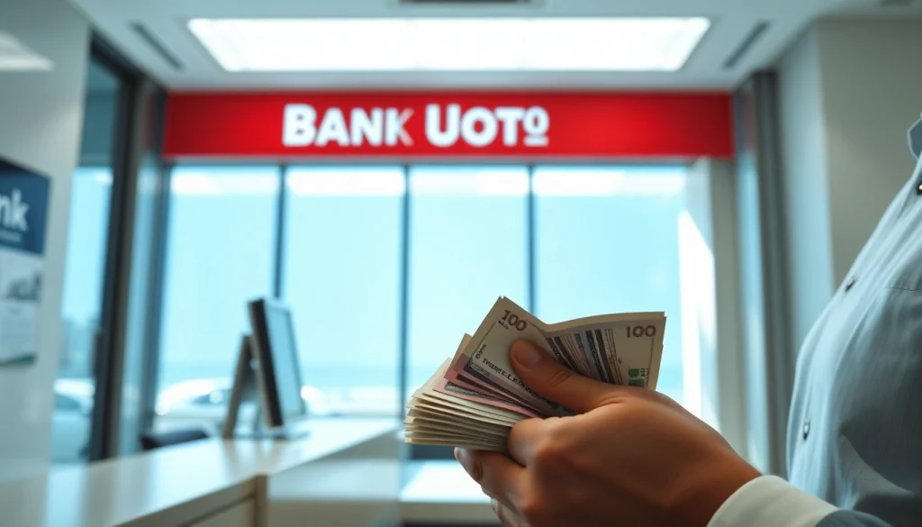 Menerima deposit 1k di kantor bank dengan suasana profesional dan aman.