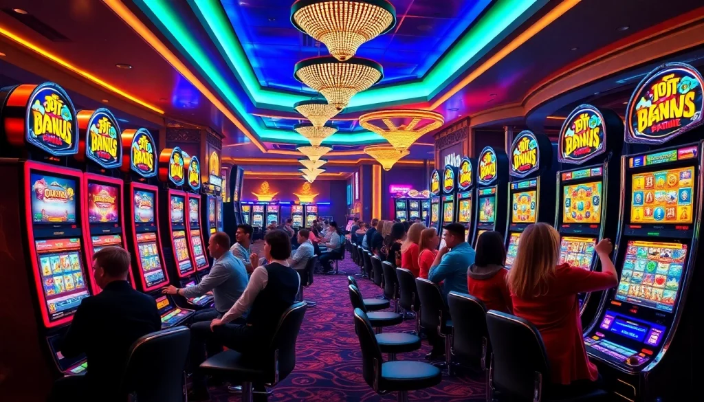 Pemain menikmati kemenangan besar di area permainan Slot Depo 1000 yang menampilkan mesin slot mewah.