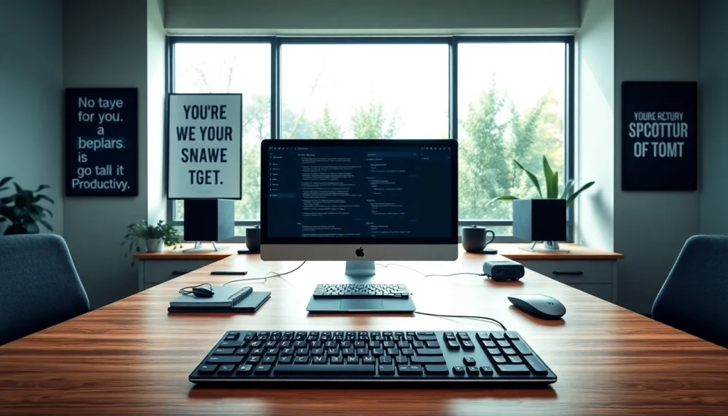 Explore a well-organized typing center with modern equipment and a bright, inspiring atmosphere.