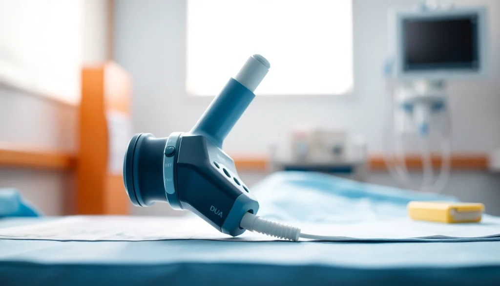 Showcasing a choking rescue device in a clinical environment, emphasizing safety and reliability.