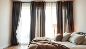Verduisterende gordijnen die stijlvol privacy creëren in een moderne slaapkamer.