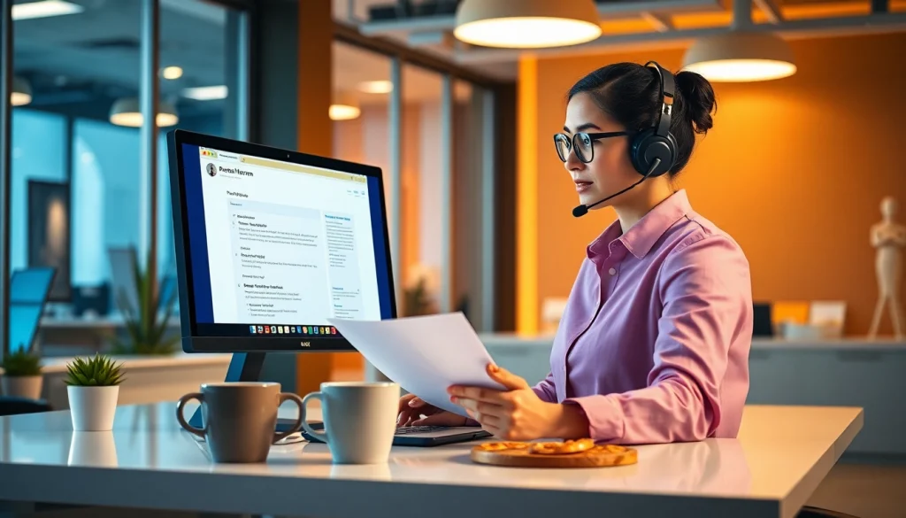 Pretzel warranty customer reviews and ratings showcased by a customer support representative in an office.