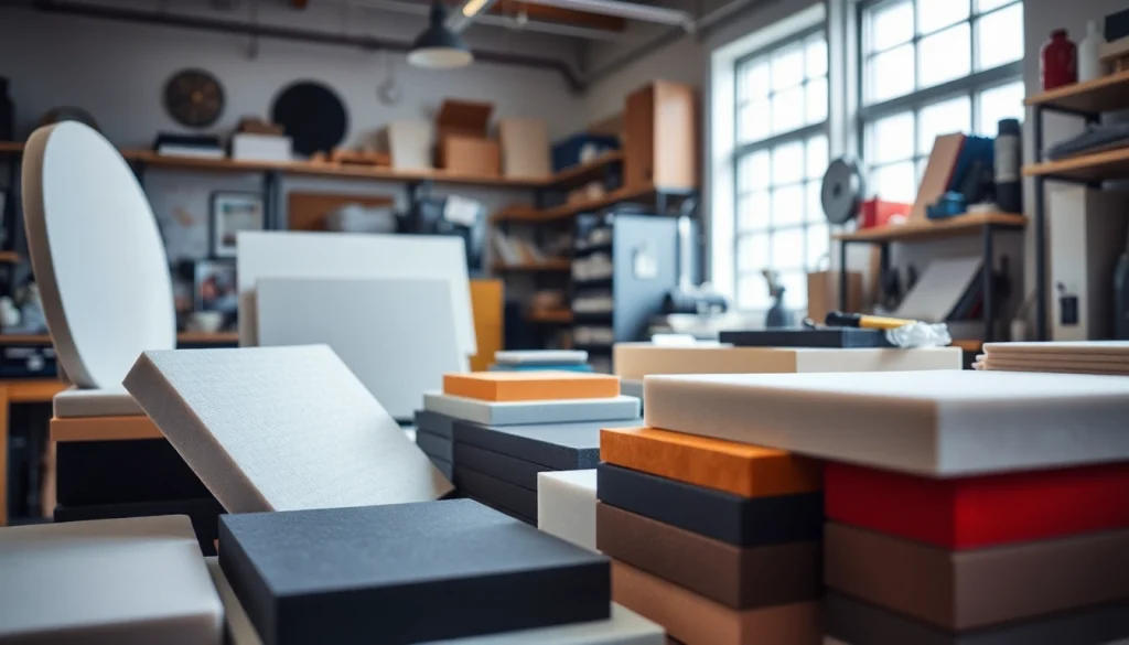 Showcasing Custom Foam Inserts in various shapes and sizes against an organized workshop background.