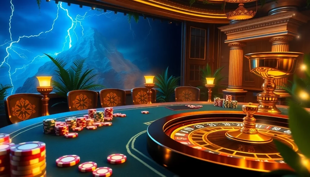 Gambling excitement at Olympus 1000 slot game, highlighting dazzling chips and Greek mythology elements.