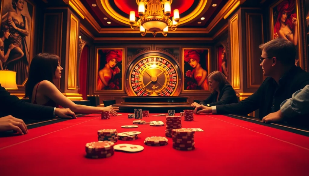 Engage in the excitement of mobile porn games while playing poker in this luxurious casino setting.
