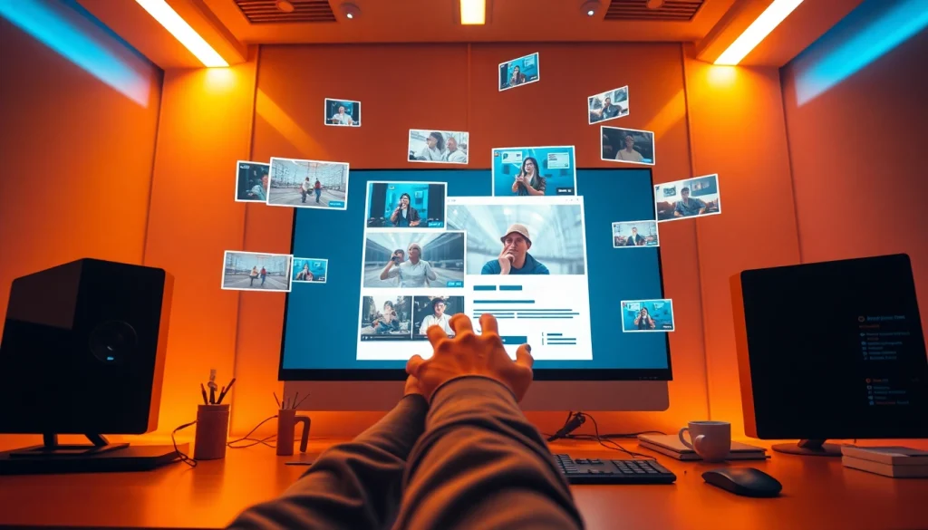 Transform video to promptgenerator in a futuristic workspace with AI technology.