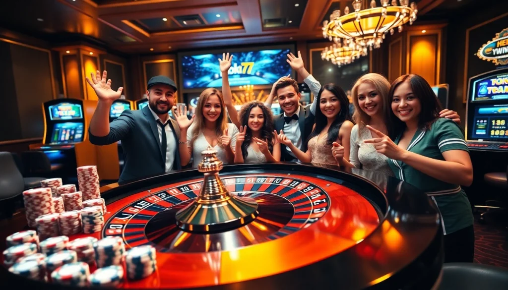 Experience the excitement of hoki77 heylink with vibrant casino gameplay featuring roulette and slot machines.