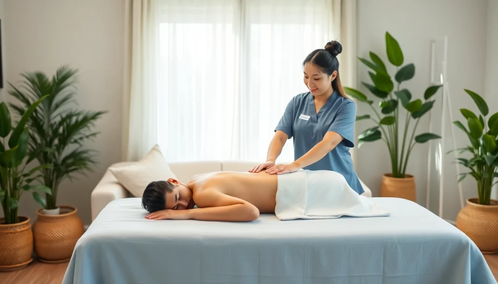 수원출장마사지의 편안한 풍경, 젊은 태국 치료사가 가정에서 마사지를 제공하는 모습