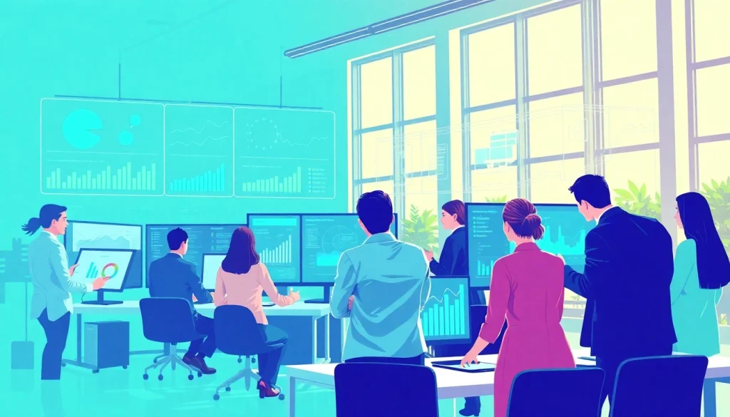 Illustrative infographic visualizing competitive intelligence faqs with professionals collaborating.