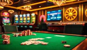 Vivez des sessions de jeu palpitantes au casino en ligne France avec des tables de luxe, des cartes et des machines à sous vibrantes.